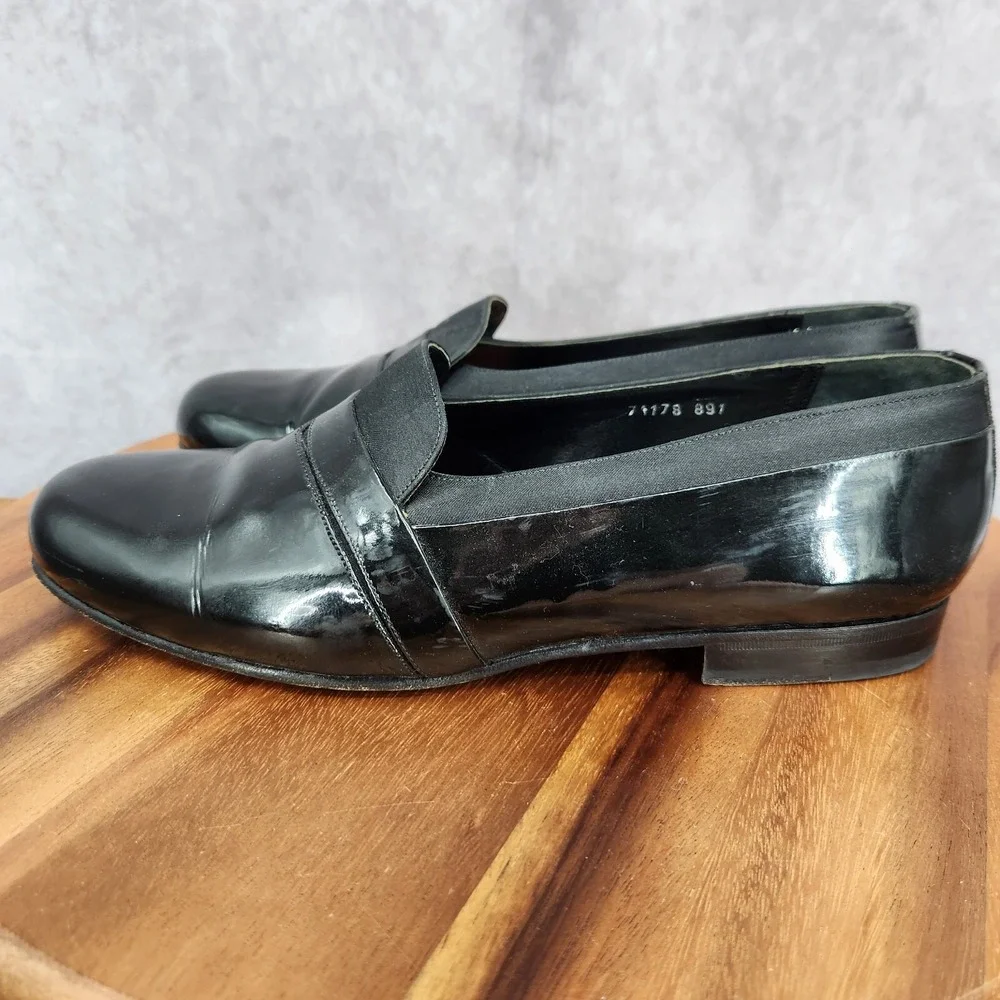 Mezlan Loafers Mens 9 W Mirage Black Patent Leather Slip On‎ Tuxedo Dress Shoes